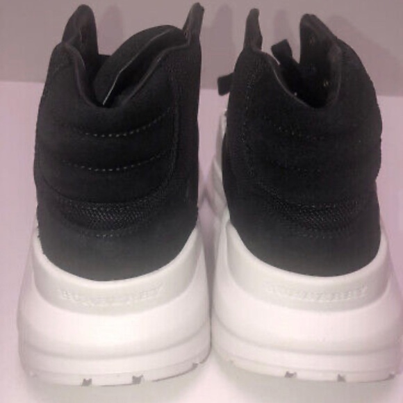 BURBERRY London REGIS SUEDE AND NEOPRENE HIGH TOP SNEAKERS BLK-WH SHOES EU 44 U… - Picture 4 of 10